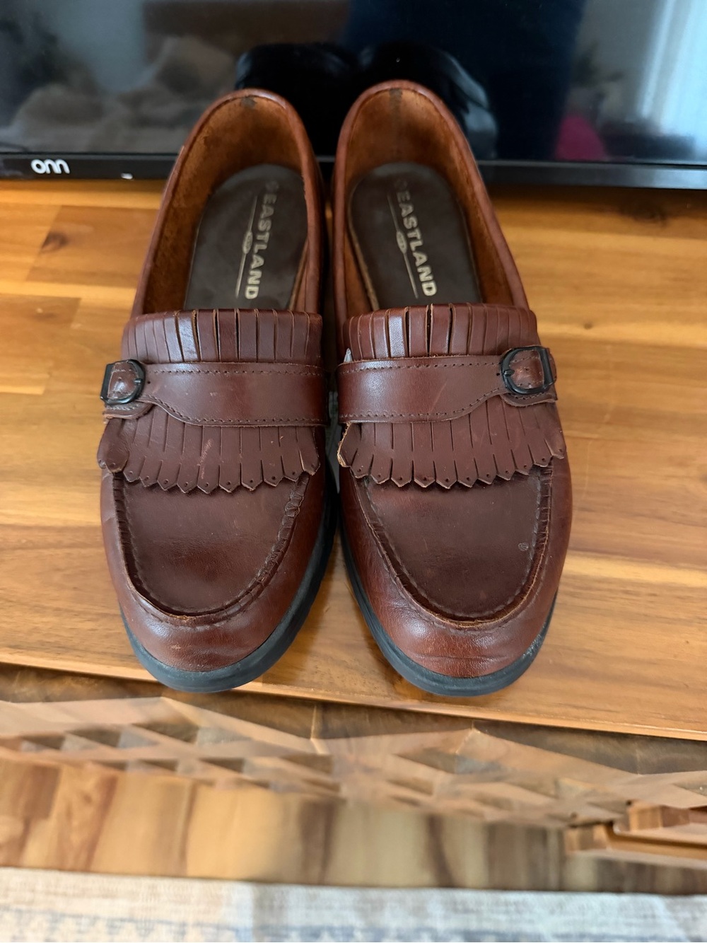 Eastland Brown Leather Kiltie Buckle Loafers - Picture 5 of 5
